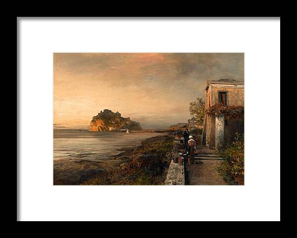 Oswald Achenbach Framed Print featuring the painting Ischia With A View Of Castello Aragonese by MotionAge Designs