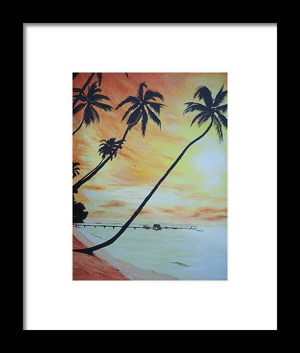Sunset Framed Print featuring the painting Island Sunset by Ken Day