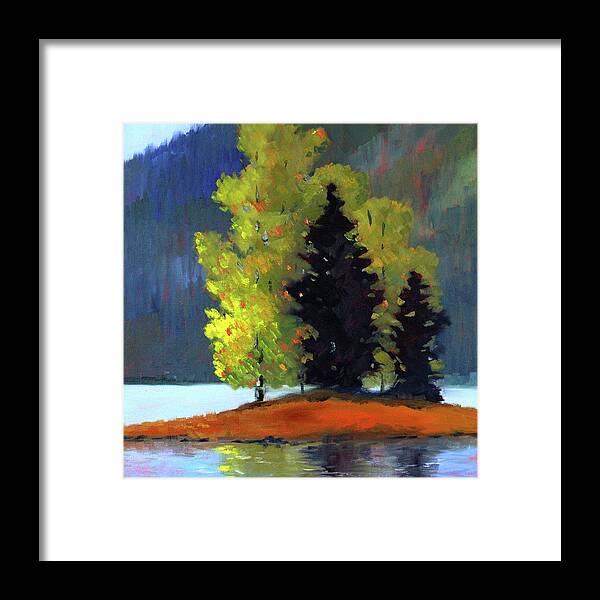Landscape Framed Print featuring the painting Island Trees Landscape by Nancy Merkle