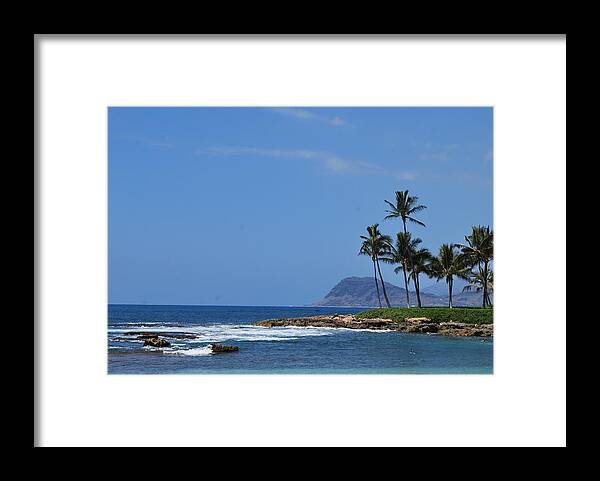 Ocean Framed Print featuring the photograph Island View by Amee Cave