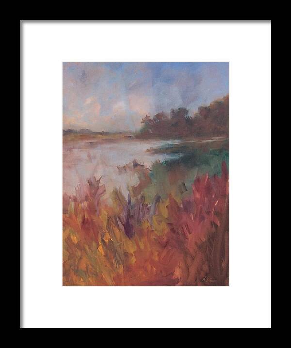 Landscape Framed Print featuring the painting Island View by Karen Ann Patton