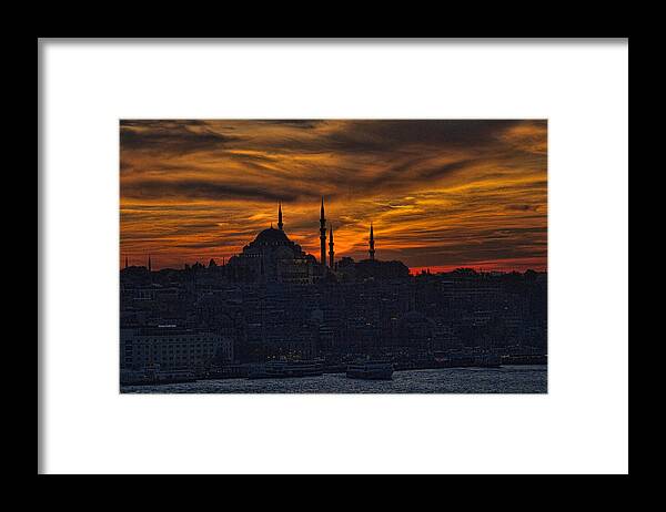 Dramatic Framed Print featuring the photograph Istanbul Sunset - A Call to Prayer by David Smith