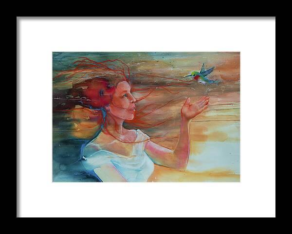 Hummingbird Framed Print featuring the painting It Is Well With My Soul by Jani Freimann