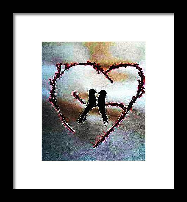 Love Birds Framed Print featuring the painting It Takes Two by Margaret Welsh Willowsilk