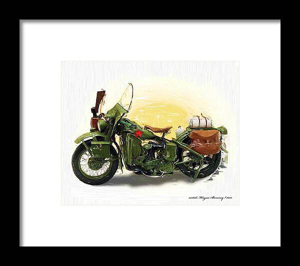 Motorcycles Framed Print featuring the painting It Won The War by Wayne Bonney