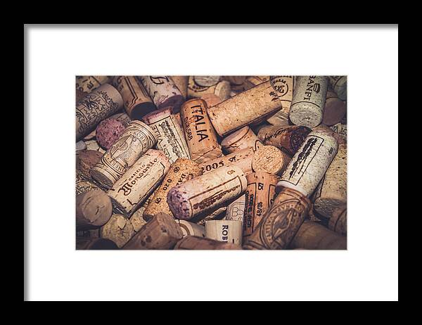 Wine Corks Framed Print featuring the photograph Italia - Corks by Colleen Kammerer