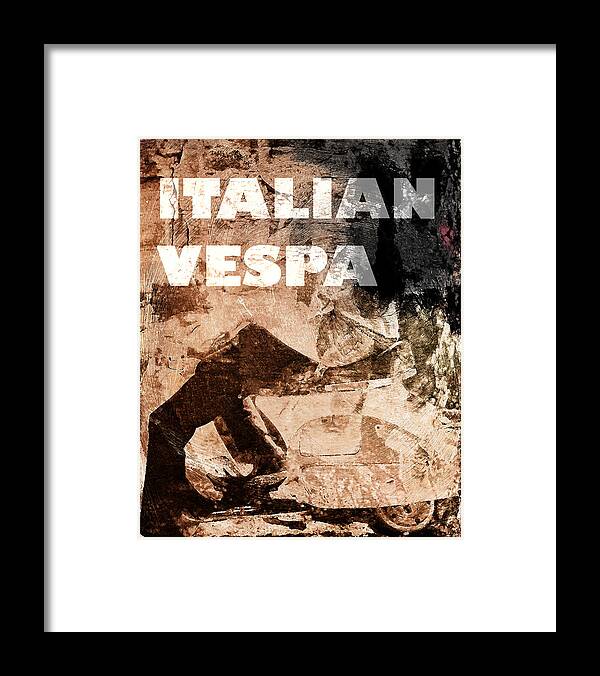 Italy Framed Print featuring the digital art Italian Vespa by Andrea Barbieri