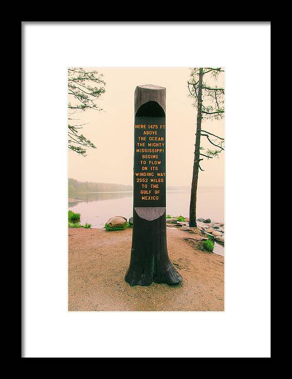 Itasca Park Framed Print featuring the photograph Itasca Marker Nostalgic by Nancy Dunivin