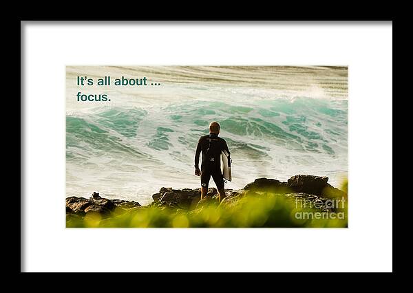 Ocean Framed Print featuring the photograph It's all about ... focus by Mary Jane Armstrong