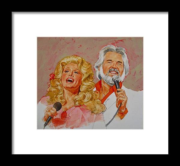 Acrylic Painting Framed Print featuring the painting Its Country - 8 Dolly Parton Kenny Rogers by Cliff Spohn