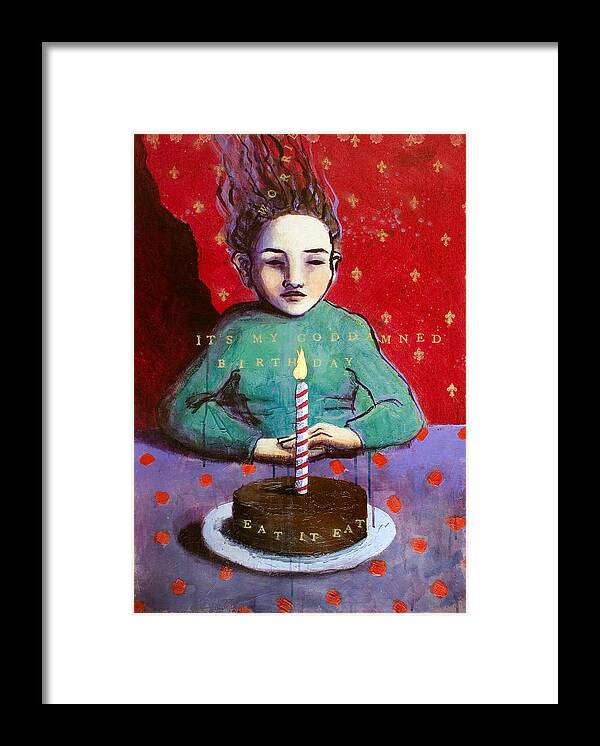Birthday Framed Print featuring the painting Its My GD Birthday by Pauline Lim