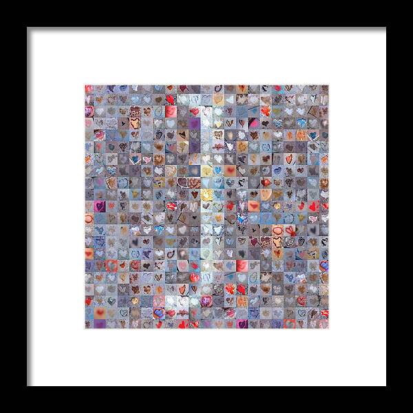 Found Hearts Framed Print featuring the digital art J in Confetti by Boy Sees Hearts