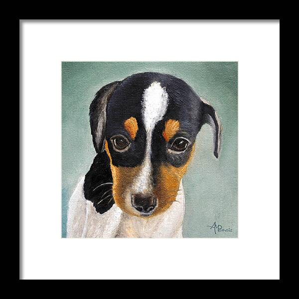 Jack Russell Terrier Framed Print featuring the painting Doe-eyed Glance by Angeles M Pomata