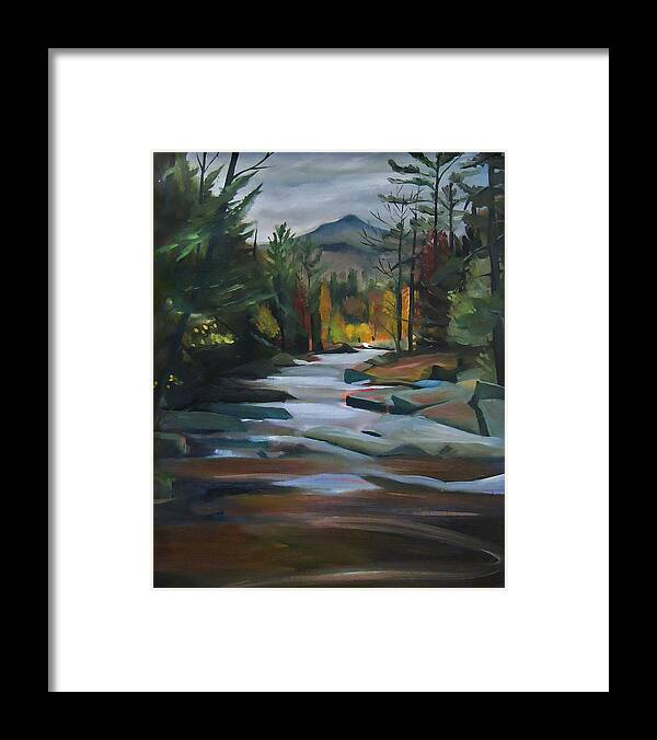 Jackson Falls Framed Print featuring the painting Jackson Falls Plein Air Card Art by Nancy Griswold