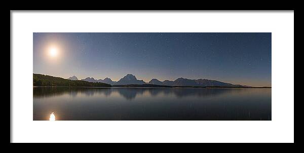 Moon Framed Print featuring the photograph Jackson Lake Moon by Darren White