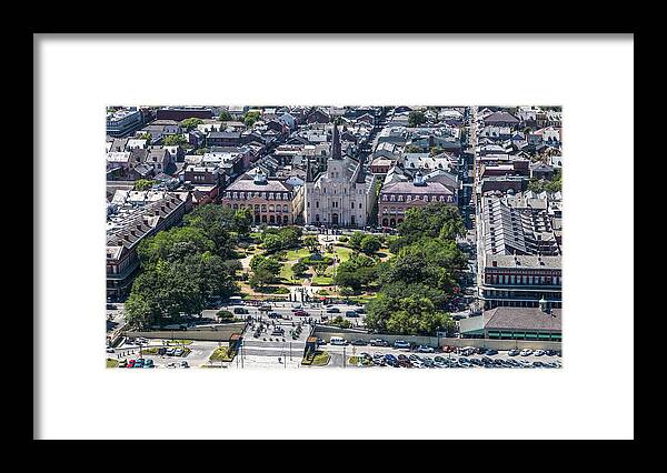 New Orleans Framed Print featuring the photograph Jackson Square by Helicopter by Gregory Daley MPSA