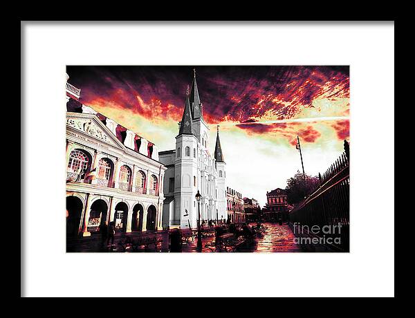 Jackson Square Red Drama Framed Print featuring the photograph Jackson Square Red Drama by John Rizzuto