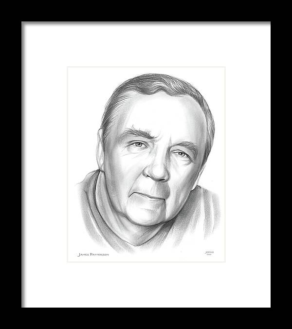 James Patterson Framed Print featuring the drawing James Patterson by Greg Joens