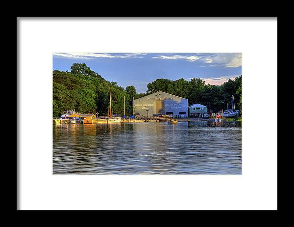 James River Marina Framed Print featuring the photograph James River Marina 2 by Jerry Gammon