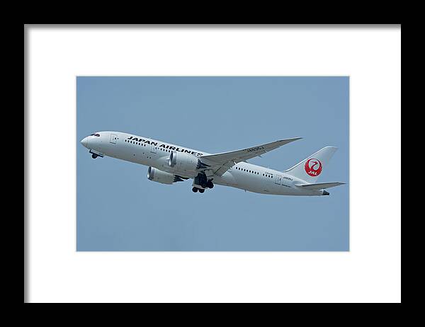 Airplane Framed Print featuring the photograph Japan Airlines Boeing 787-8 JA835J Los Angeles International Airport May 3 2016 by Brian Lockett
