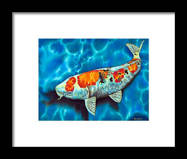 Fish Pond Framed Print featuring the painting Japanese Koi by Daniel Jean-Baptiste