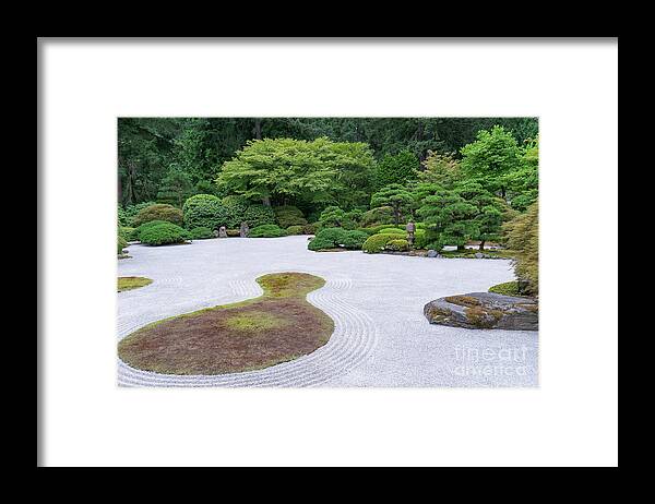 Wingsdomain Framed Print featuring the photograph Japanese Zen Rock Garden at Portland Japanese Garden Portland Oregon DSC6628 by Wingsdomain Art and Photography