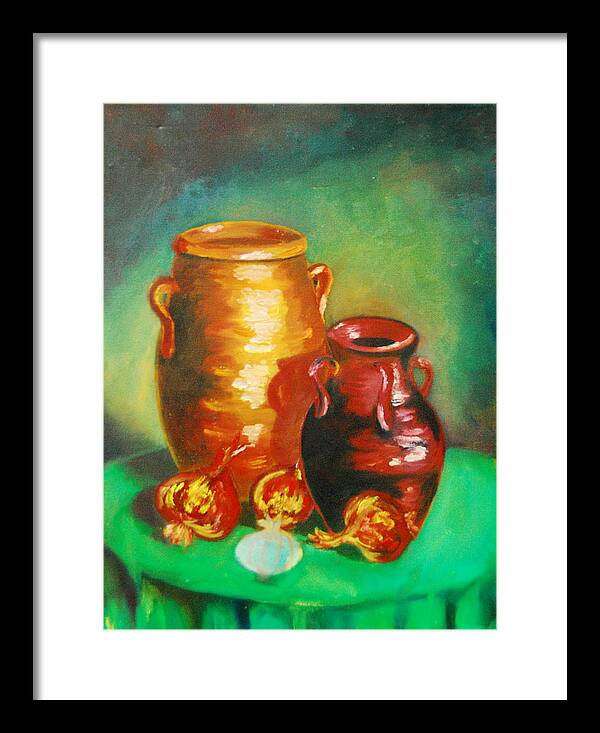 Jars Framed Print featuring the painting Jars by Matthew Doronila