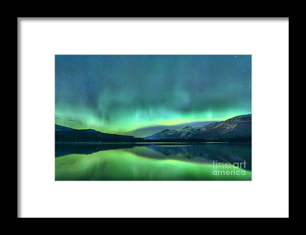 Northern Lights Framed Print featuring the photograph Jasper Shades Of Green by Adam Jewell