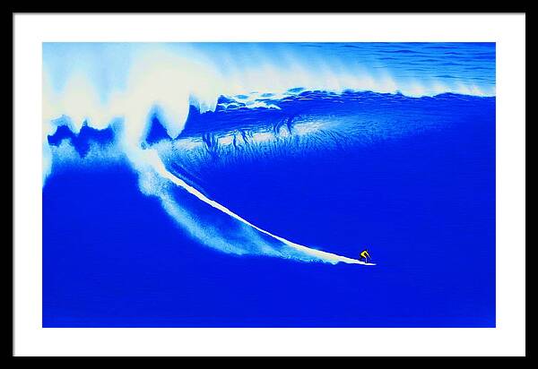 Surfing Framed Print featuring the painting Jaws 2009 by John Kaelin