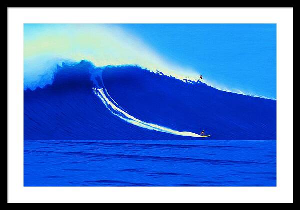 Surfing Framed Print featuring the painting Jaws Water Angle 1-10-2004 by John Kaelin