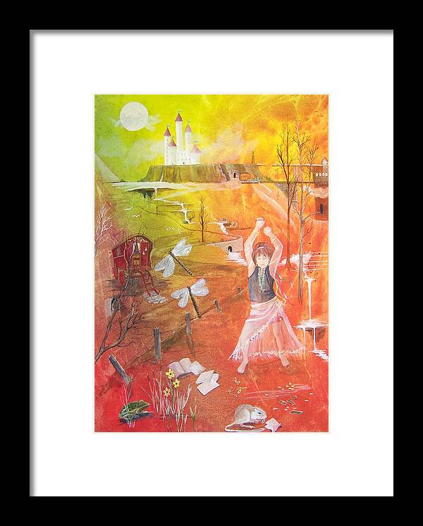 Gypsy Framed Print featuring the painting Jayzen - The Little Gypsy Dancer by Jackie Mueller-Jones