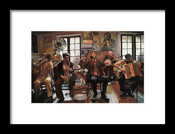 Jazz Framed Print featuring the painting Jazz A 7 by Guido Borelli