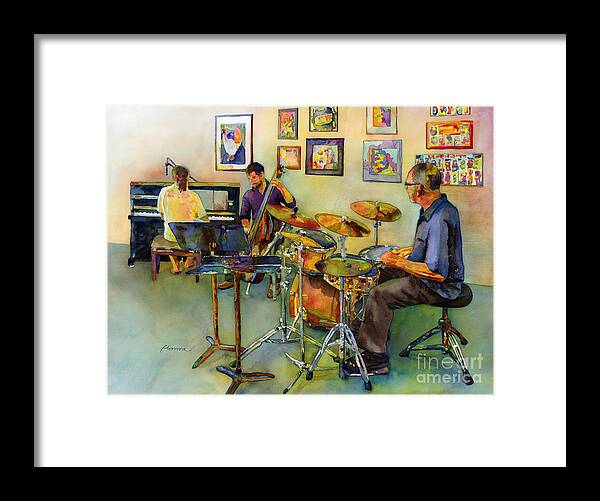 Jazz Framed Print featuring the painting Jazz at the Gallery by Hailey E Herrera