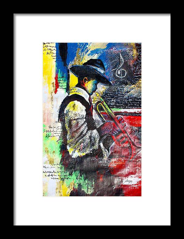 True African Art Framed Print featuring the painting Jazz by Daniel Akortia