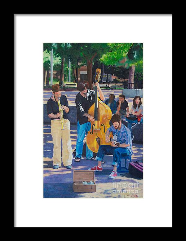 Musicians Framed Print featuring the digital art Jazz in the Park by Lou Spina
