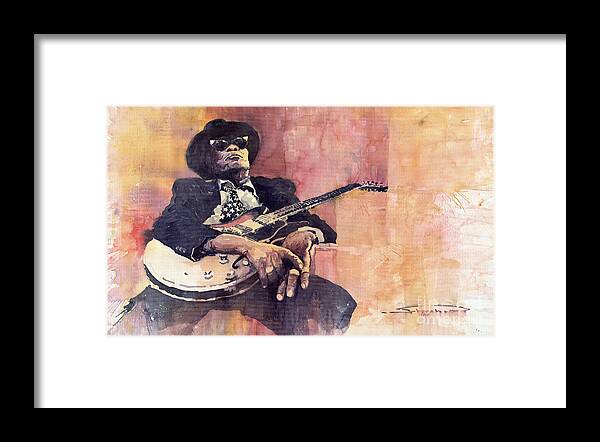 Watercolour Framed Print featuring the painting Jazz John Lee Hooker by Yuriy Shevchuk