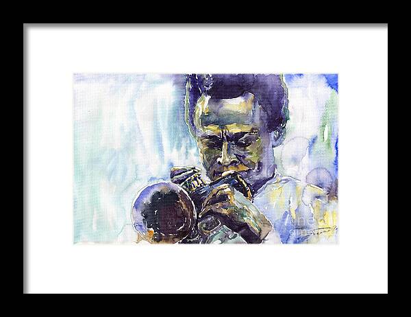 Jazz Framed Print featuring the painting Jazz Miles Davis 10 by Yuriy Shevchuk
