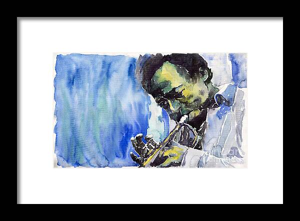  Framed Print featuring the painting Jazz Miles Davis 5 by Yuriy Shevchuk