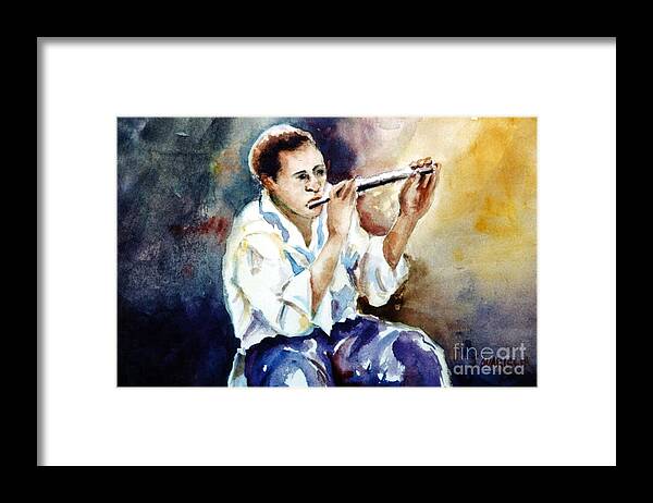 Portrait Framed Print featuring the painting Jazz Player by Joyce Guariglia