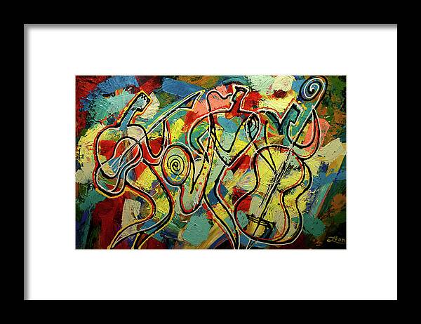 Jazz Paintings Framed Print featuring the painting Jazz Rock by Leon Zernitsky