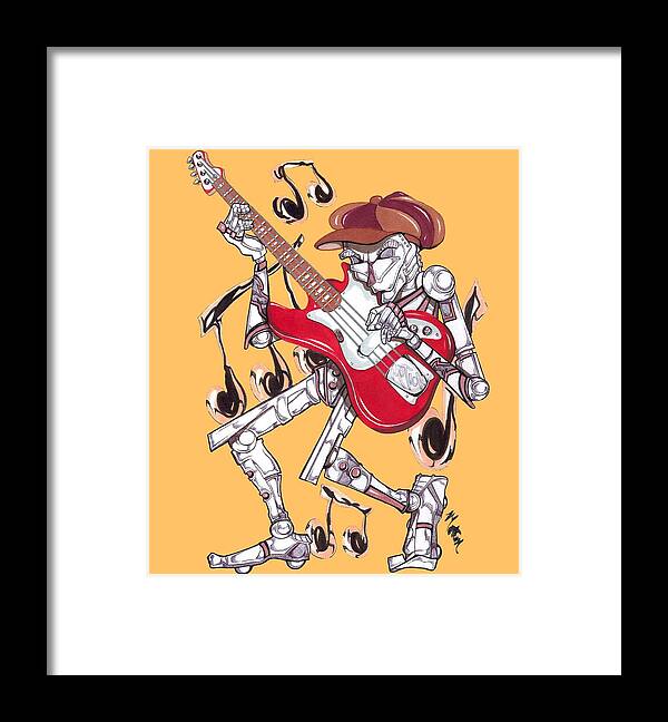 Robots Framed Print featuring the mixed media Jazzmen Bass Player by Demitrius Motion Bullock