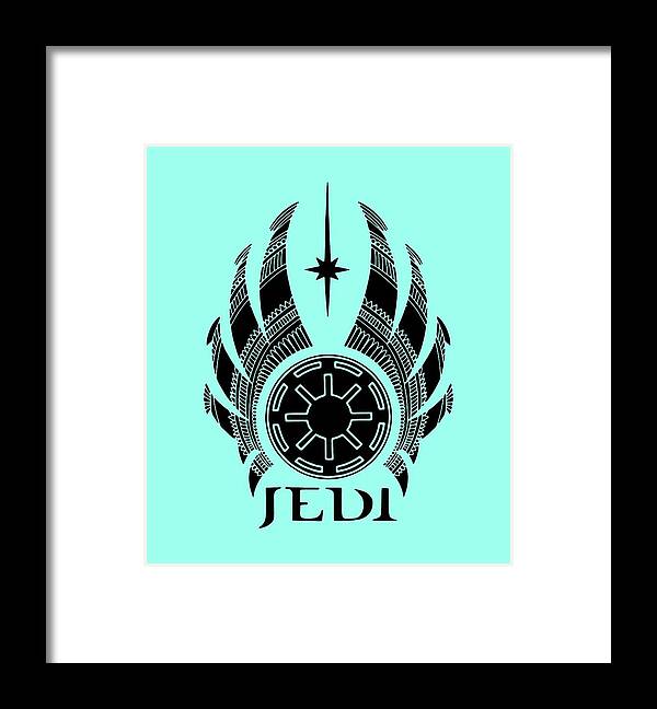 Jedi Framed Print featuring the mixed media Jedi Symbol - Star Wars Art, Teal by Studio Grafiikka