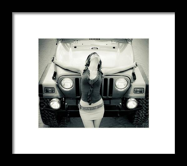 Woman Framed Print featuring the photograph Jeep by Scott Sawyer