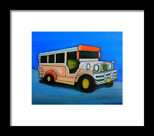Jeepney Framed Print featuring the painting Jeepney by Cyril Maza