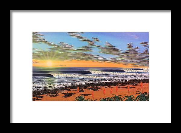 Surf Framed Print featuring the painting Jeffreys Bay South Africa by Marty Calabrese