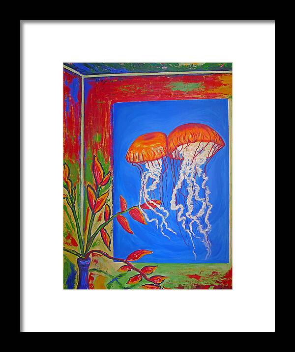 Jellyfish Framed Print featuring the painting Jellyfish With Flowers by Ericka Herazo