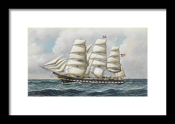 Antonio Jacobsen - The American Full-rigger 'jeremiah Thompson' ... Sea Framed Print featuring the painting Jeremiah Thompson by Antonio Jacobsen