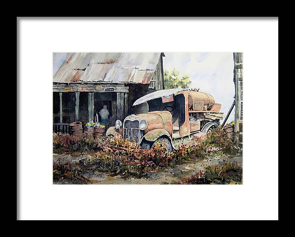 Truck Framed Print featuring the painting Jeromes Tank Truck by Sam Sidders