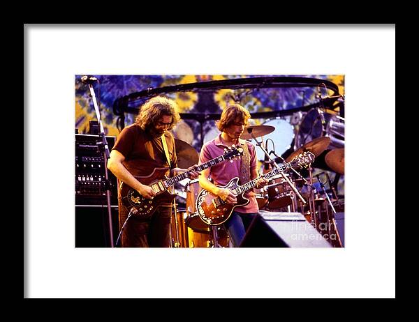 Jerry Garcia Framed Print featuring the photograph Jerry Garcia and Bob Weir - Grateful Dead 77 by Vintage Rock Photos