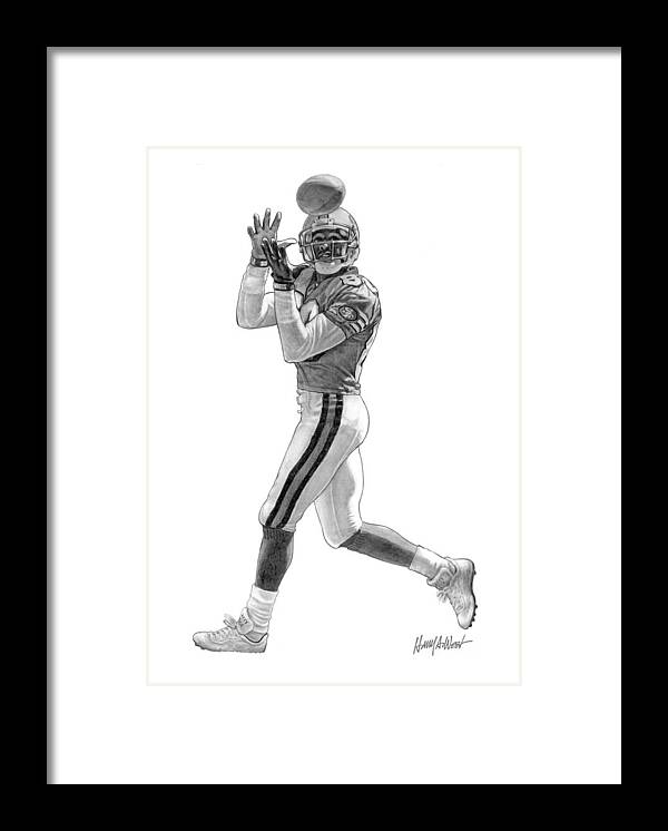 Jerry Rice Framed Print featuring the drawing Jerry Rice by Harry West